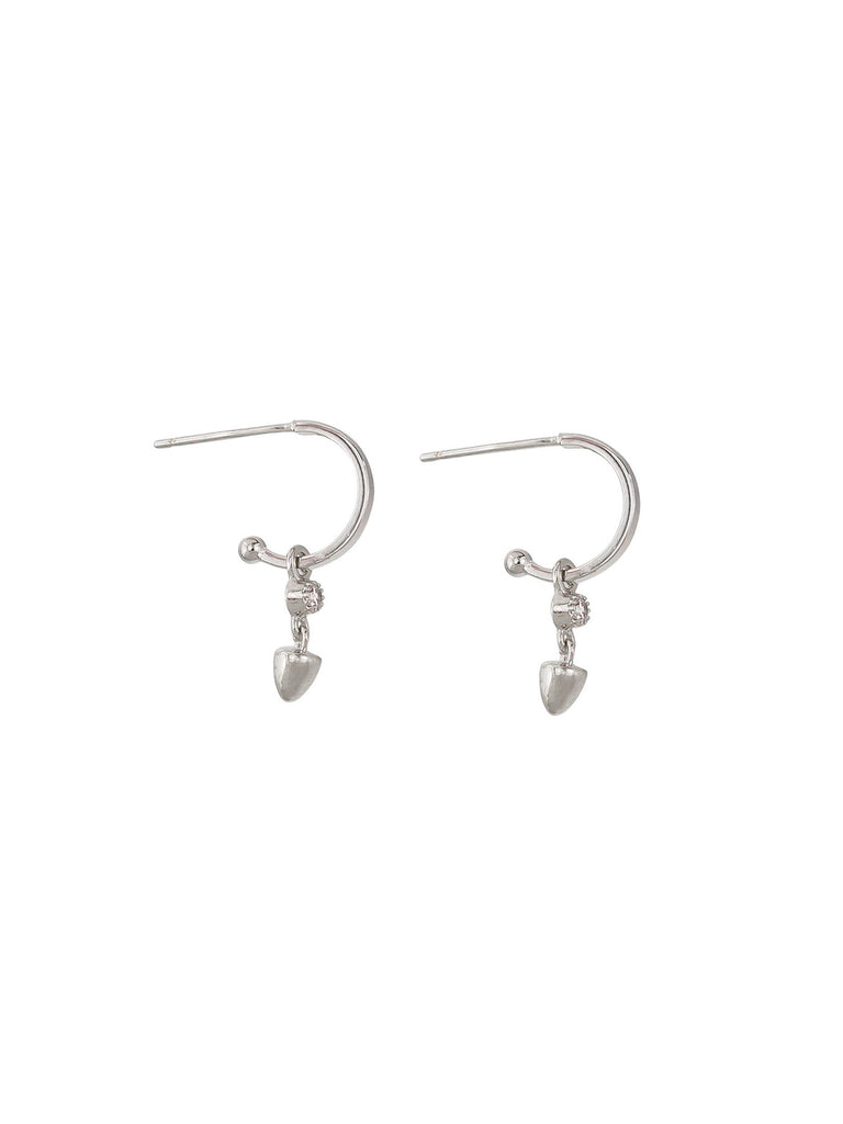 minimalist silver earrings with cubic zirconia stone