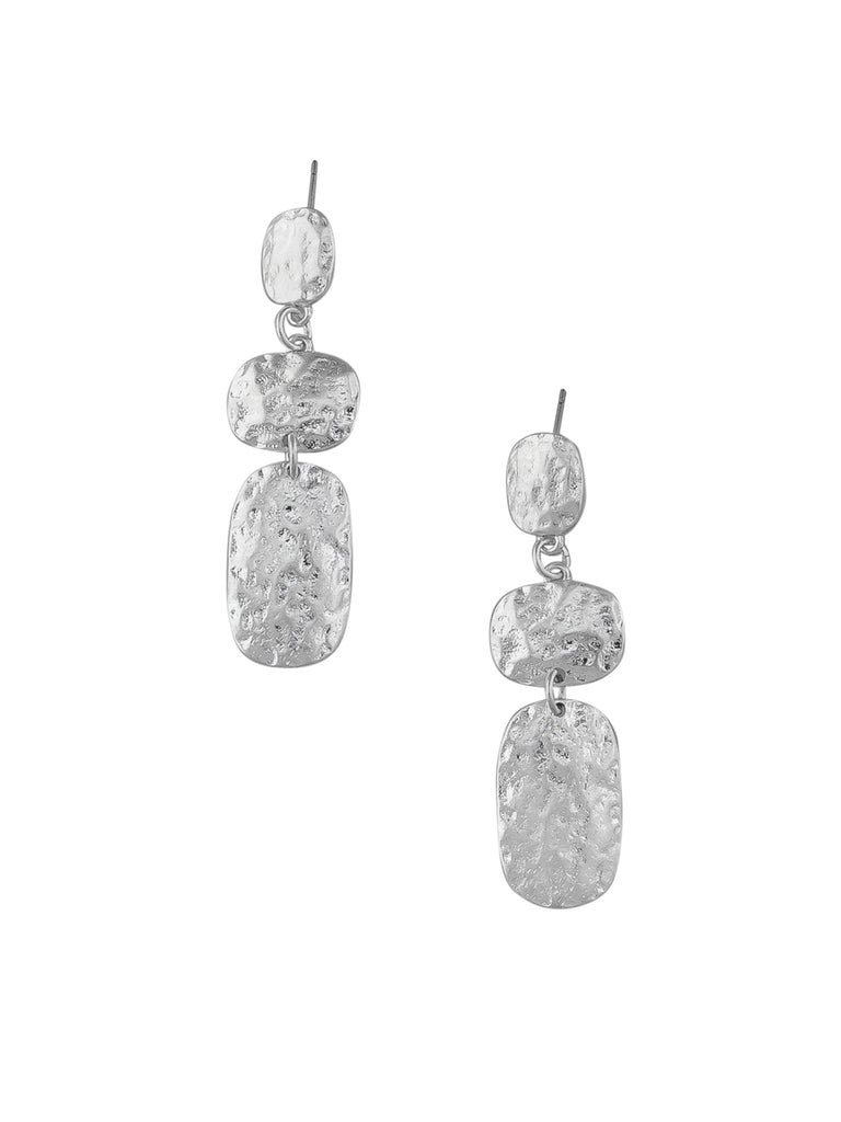 Silver statement earrings with three surfaces