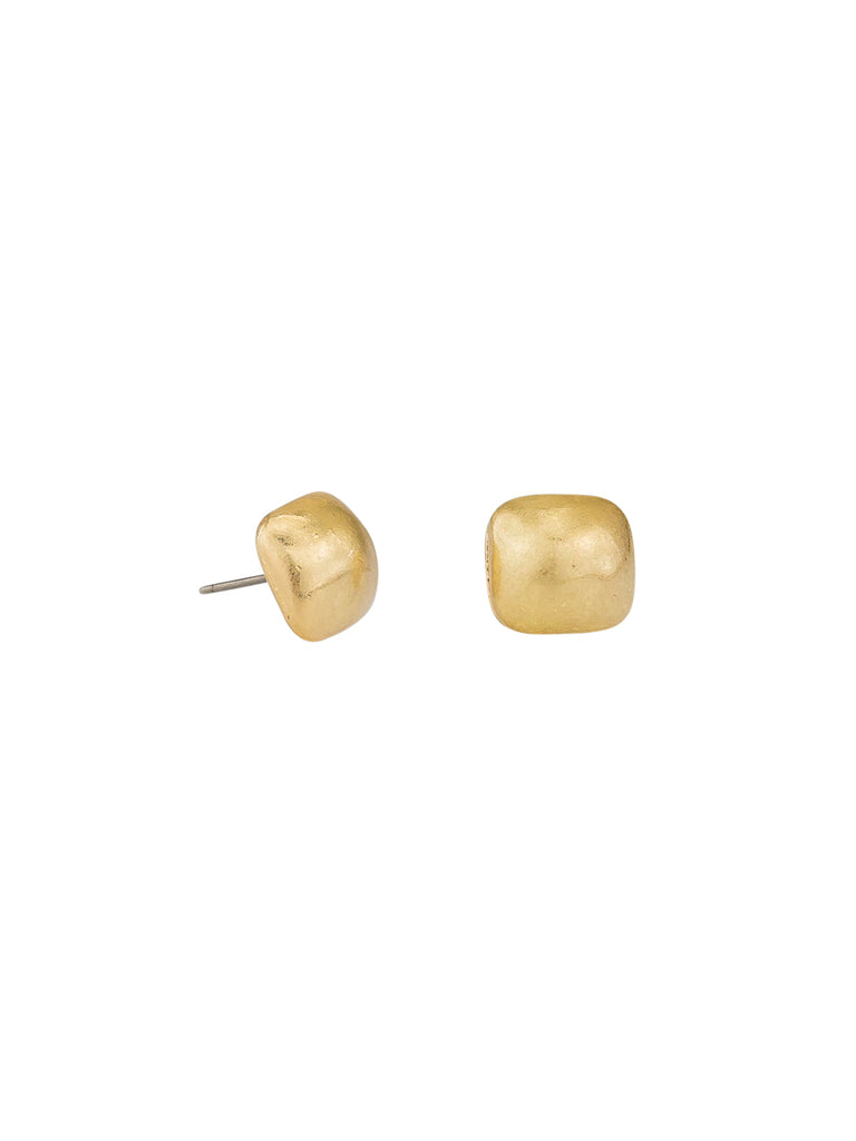 gold square domed minimalist studs with surgical steel posts