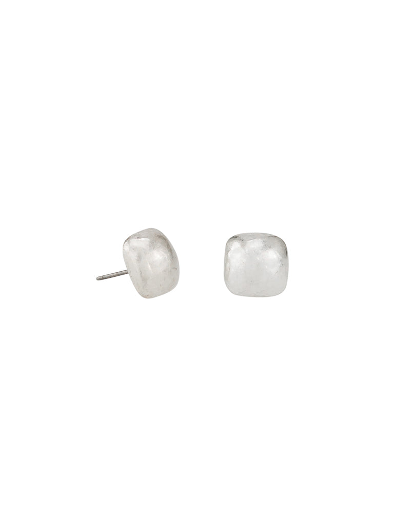 minimalist silver square domed studs with surgical steel posts