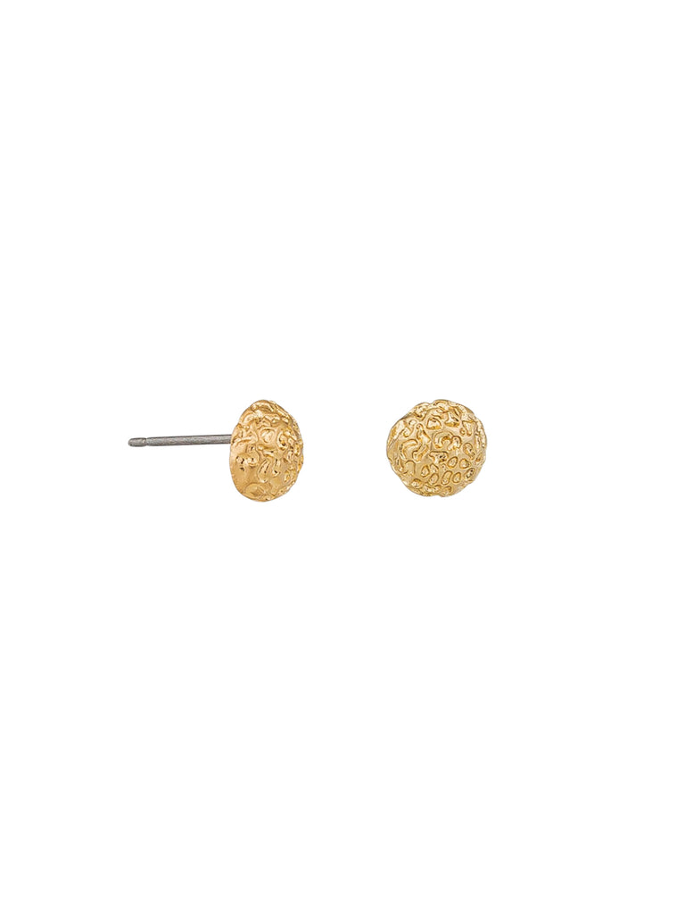 minimalist textured gold studs with surgical steel posts