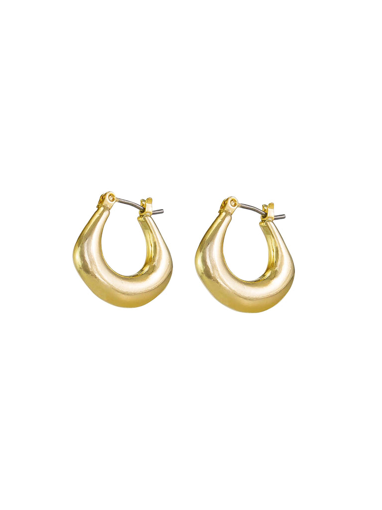 Gold minimalist hoop earrings, with surgical steel posts