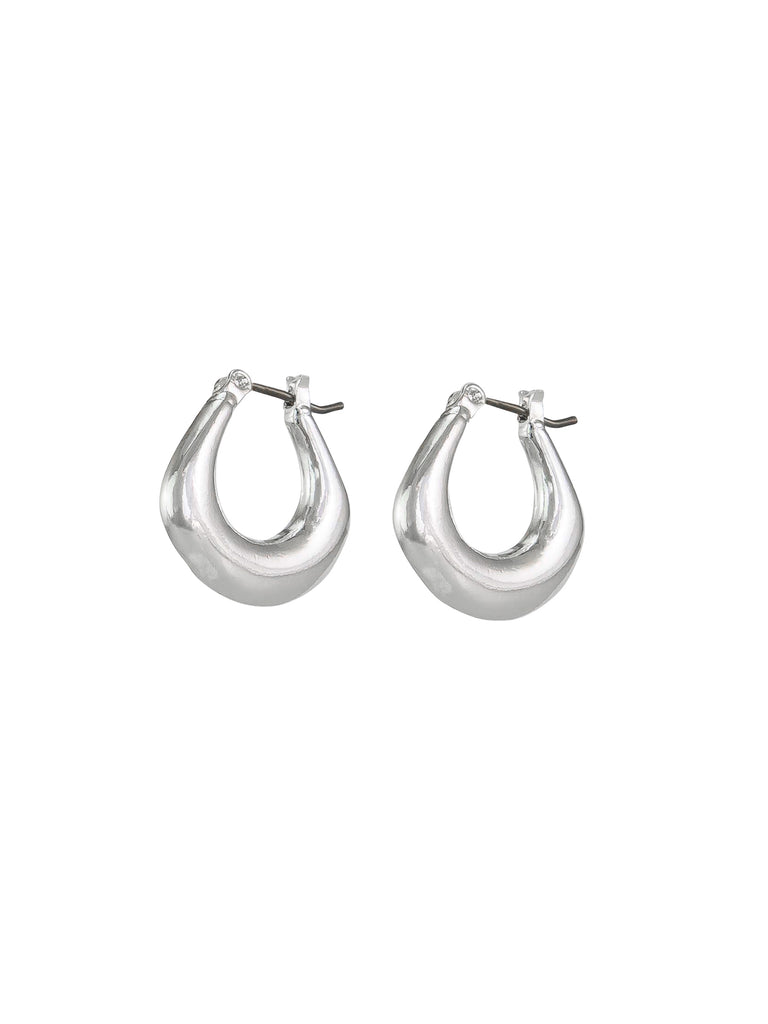 Silver minimalist hoop earrings, with surgical steel posts