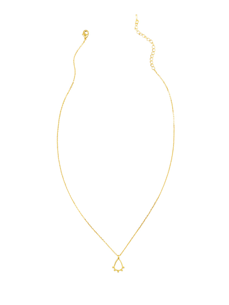 minimalist and delicate raindrop shaped gold necklace