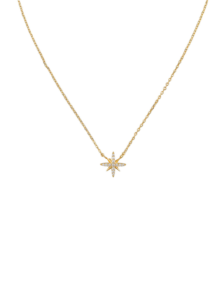 my luck star necklace, minimalist gold delicate necklace with star pendant and cubic zirconia