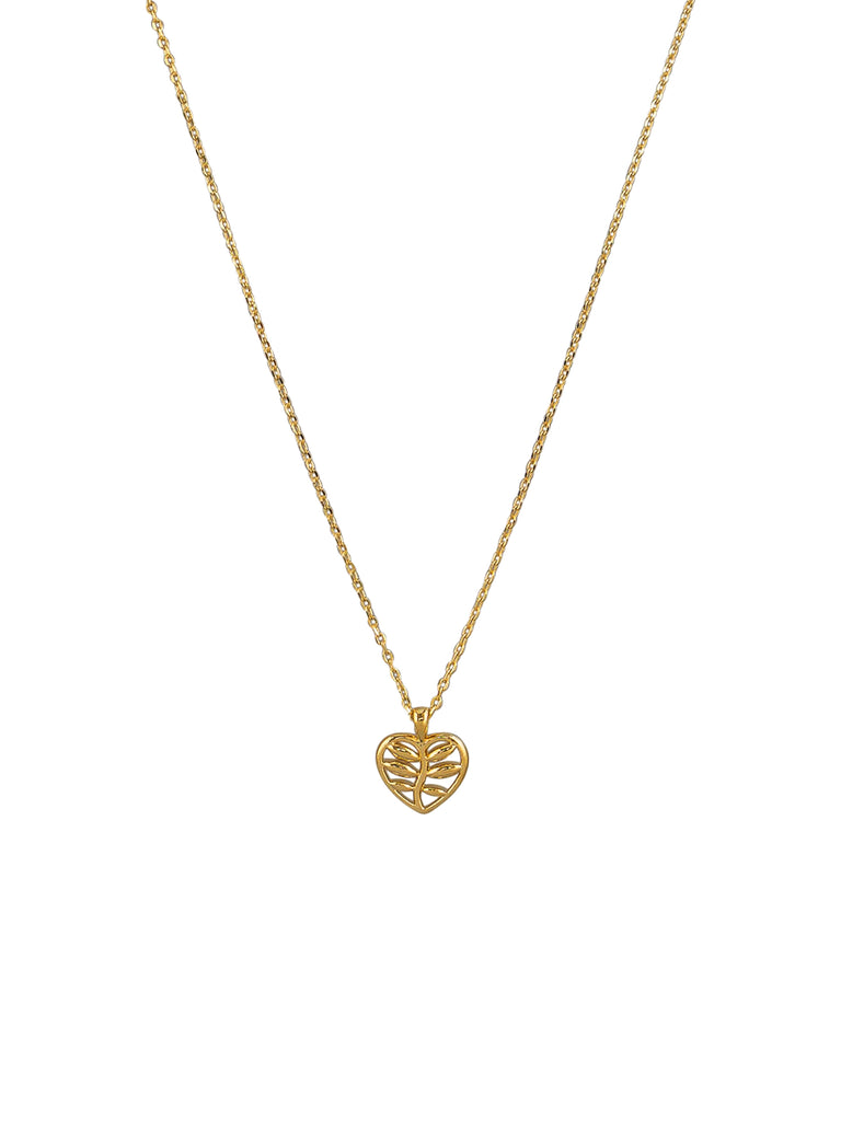 Gold necklace with love heart nature pendant