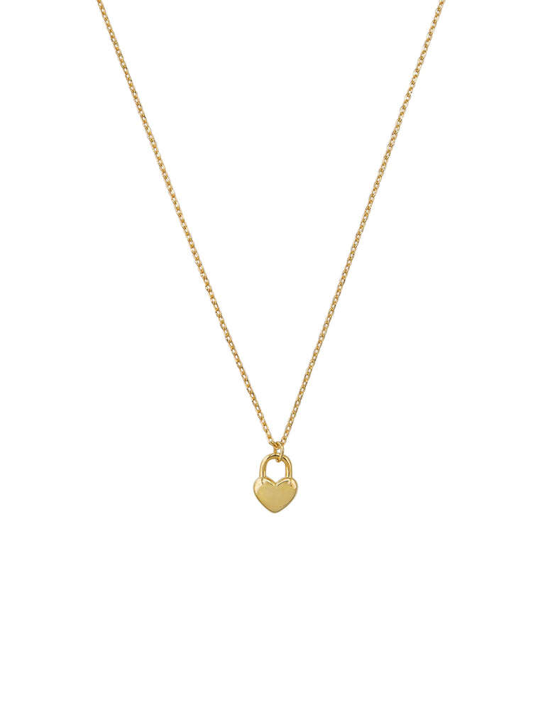 gold necklace with love heart pendant lock