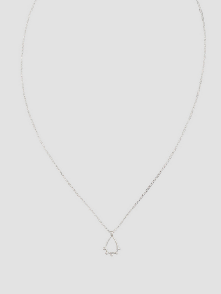 minimalist raindrop shaped delicate silver necklace