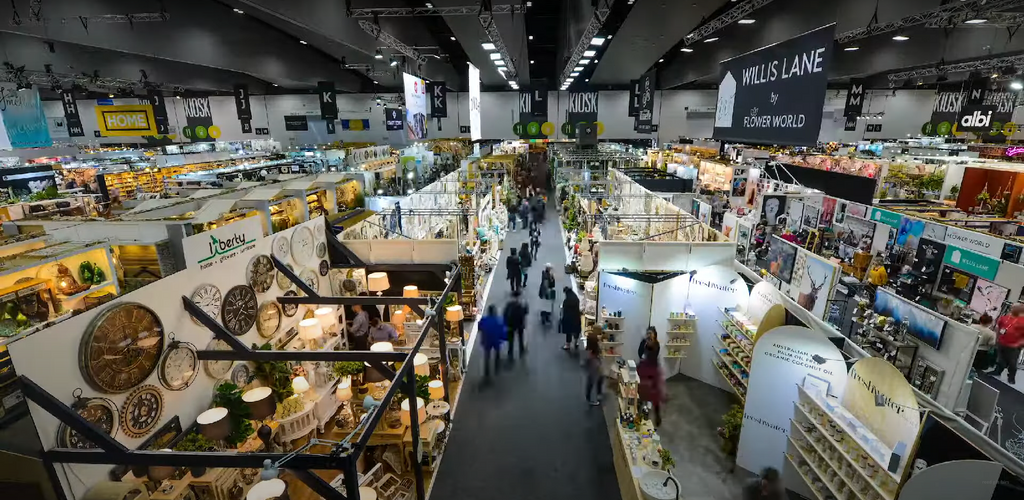 Rows of stalls at Reed Gift and Jewellery trade fair